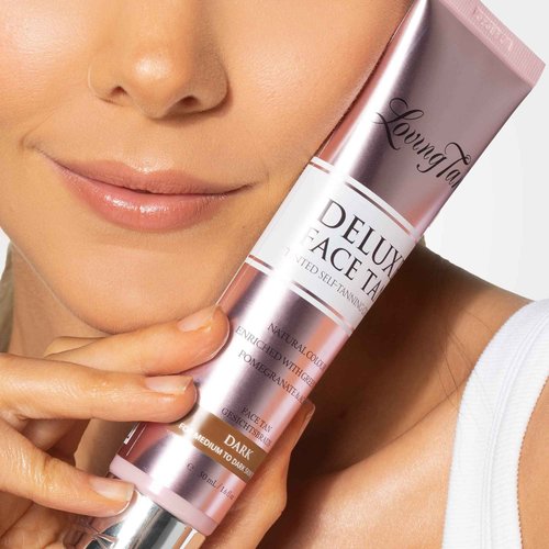 Loving Tan Deluxe Gradual Tanning Lotion (5.07Oz) + Face Tan, Dark (1.6Oz) - Streak Free, Natural Professional Strength Sunless Tanner, 7+ Applications per Bottle, Naturally Derived DHA, 2-Count