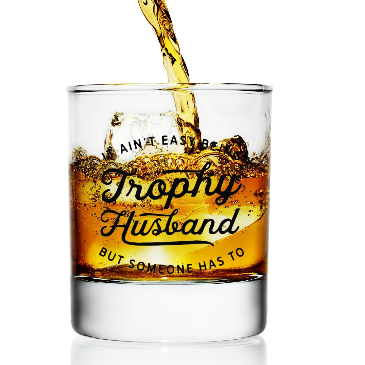 Trophy Husband Whiskey Glass – Funny Bourbon & Whiskey Gifts for Men – Christmas Gift for Husband, Cool Anniversary or Birthday Gift for Him from Wife, Romantic Husband Gift Idea