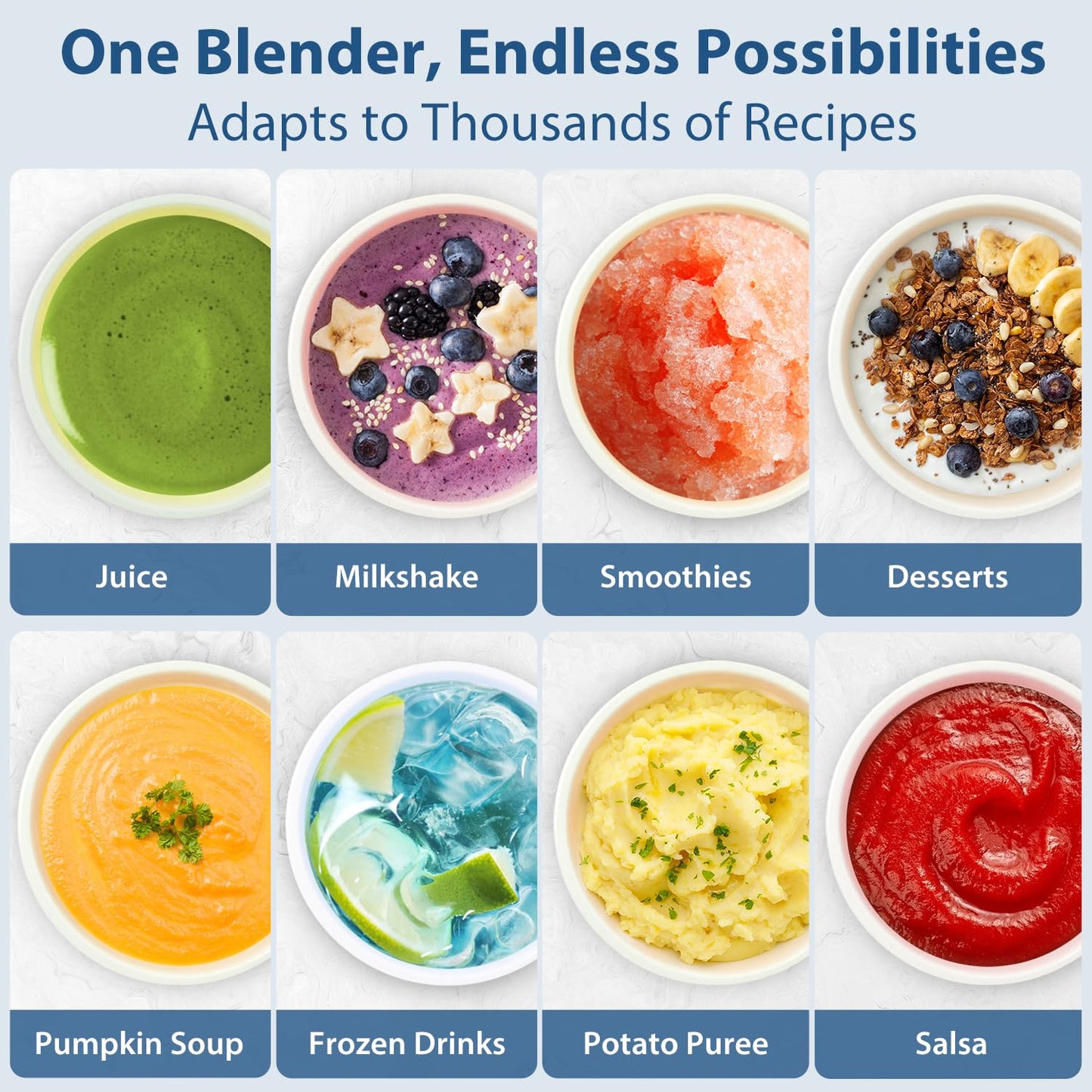 Aeitto Blenders for Kitchen with 68Oz. Large Capacity, 1800W Max Power Smoothie Blender, 3 Preset Programs & 7 Speeds, Professional Countertop Blender for Smoothies, Ice Crush, Generation2 Silver