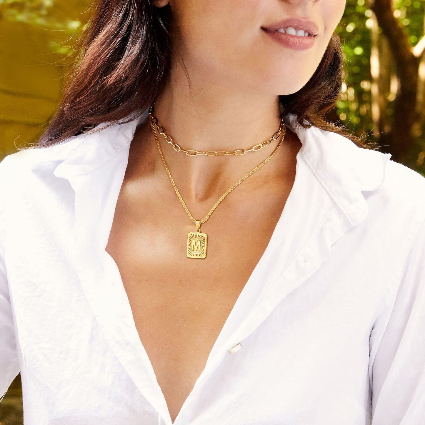 JSJOY Gold Initial Necklace for Women: Layered Monogram Pendant Letter L Necklace for Women, Family and Friends