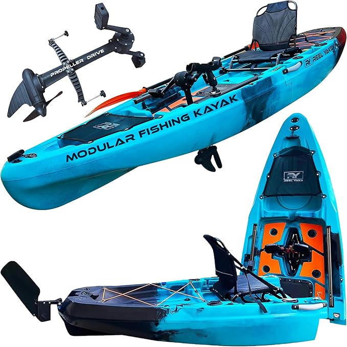 Reel Yaks Rapido Modular Fishing Kayak - 10.8ft Lightweight, Sit On Top Kayak for Adults & Youth - Stable & Portable, Idea...