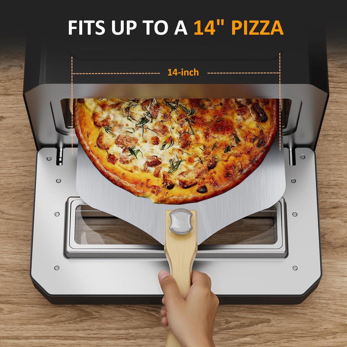 SUNVIVIPRO Pizza Oven Indoor Outdoor: Heats up to 750℉, Up to 12" Electric Countertop Pizza Maker with 6 Presets, Control Knob, Portable Pizza Cooker Warmer for Home, Camping, Pizza Stone, Pizza Peel