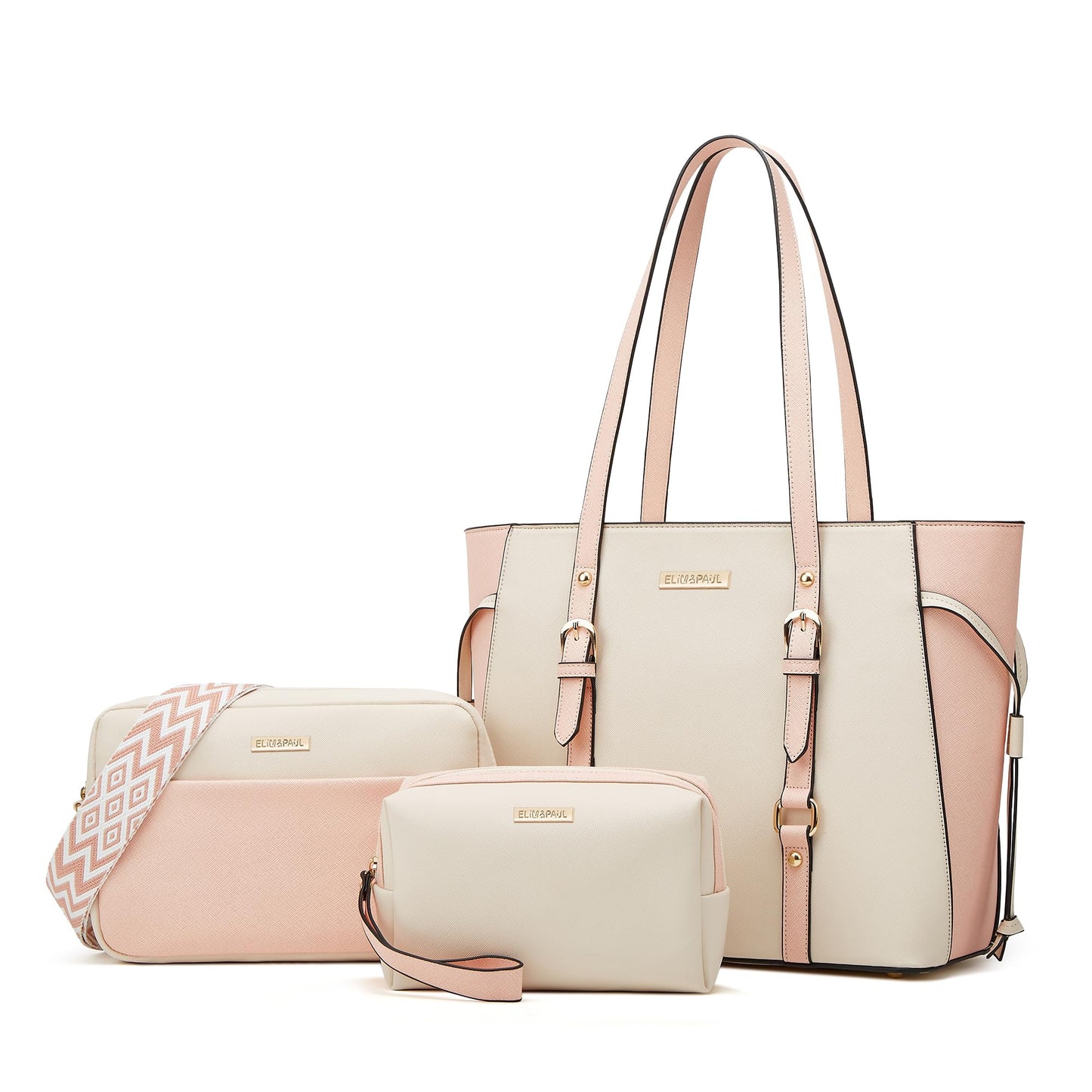 Women Fashion Synthetic Leather Handbags Tote Bag Shoulder Bag Top Handle Satchel Purse Set 3pcs