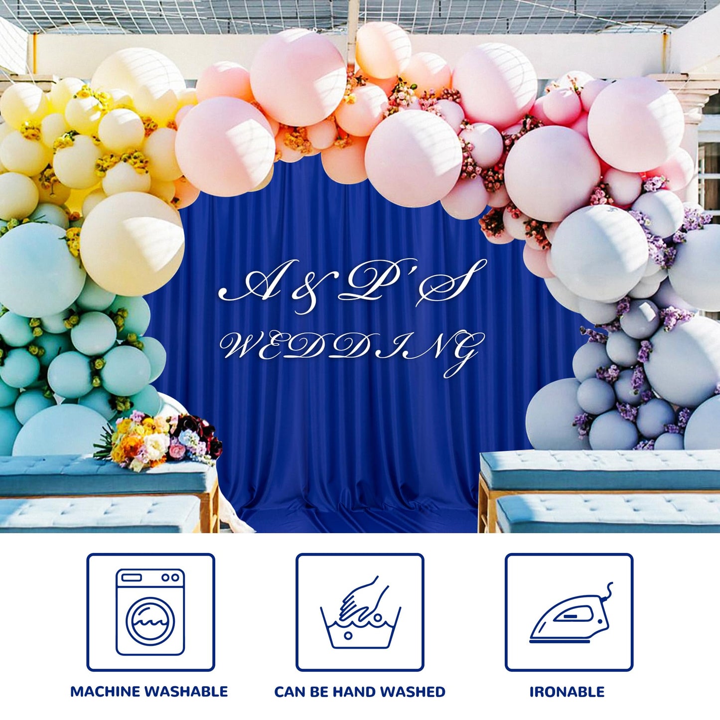 MEETSKY Royal Blue Backdrop Curtains for Parties Blue Curtains Photography Backdrop Drapes for Wedding Birthday Party Baby Showers Rod Pocket Home Sliding Door Decoration, 5ft x 8ft, 2 Panels