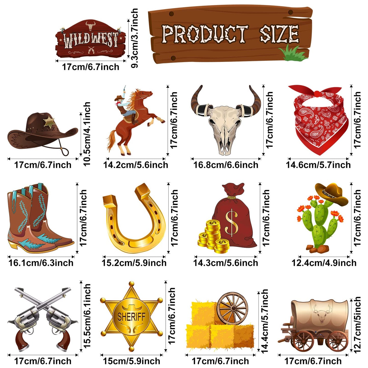 Funrous 55 Pcs West Cowboy Themed Party Decoration Wild Western Theme Hanging Swirl Supplies Western Cowgirl Hanging Decorations for Kids Birthday Wild Cowboy Party Favors(Cowboy)