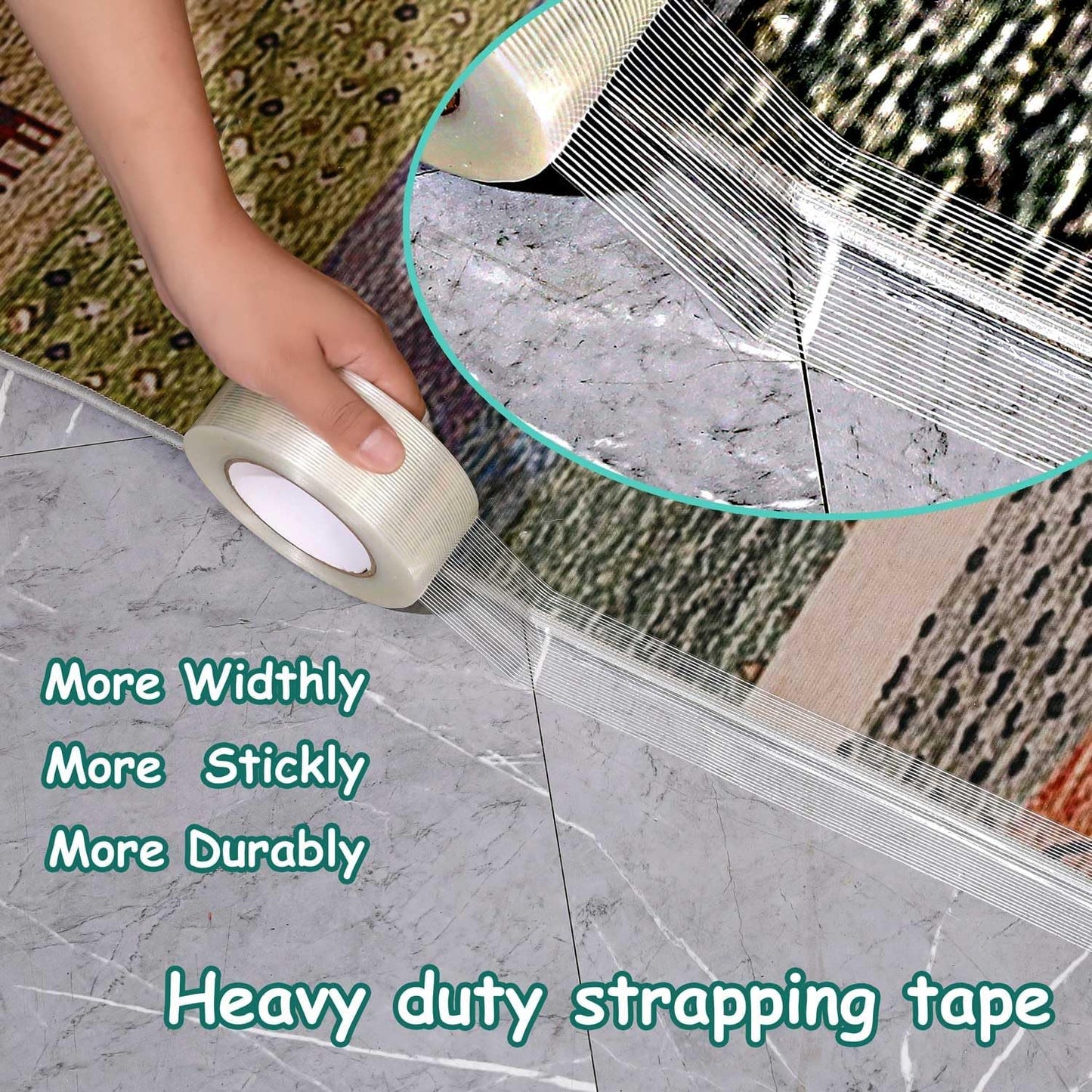 Valley'sYuMiao 3Pack, Mono Filament Strapping Tape, 2in×35yds, 105yds Total, Fiberglass Reinforced Packing, Heavy Duty Wearproof Tape, Extra Thickness 5.5 mils