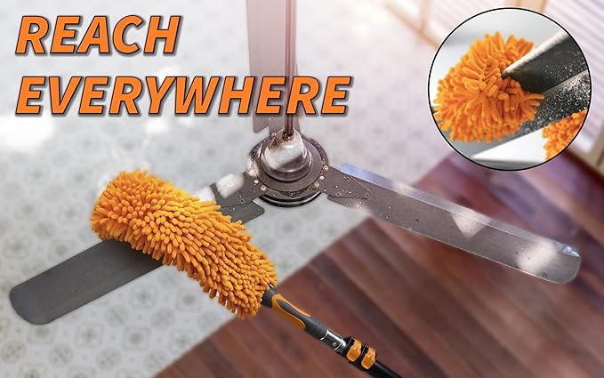 5-24 ft Long Telescoping Extension Pole // Multi-Purpose Extendable Pole with Universal Twist-on Metal Tip // Lightweight and Sturdy // Best Telescopic Pole for Painting, Dusting and Window Cleaning