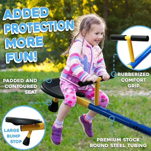 Stargo Swivel Teeter Totter Indoor for Toddlers Age 2-5, 360 Seesaw Frame Expands for Kids Outdoors for Ages 4 5 6 7 8 9 10, Outside Toys Playground Equipment