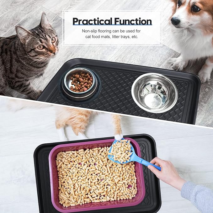 6 Pcs Multi Purpose Boot Tray Waterproof Shoe Mat Tray Indoor Outdoor PET Feeding Mat for Dog Cat Food Bowl Floor Protection with Anti Slip Floor Clean (Black, 24 x 16 x 1.2 inch)