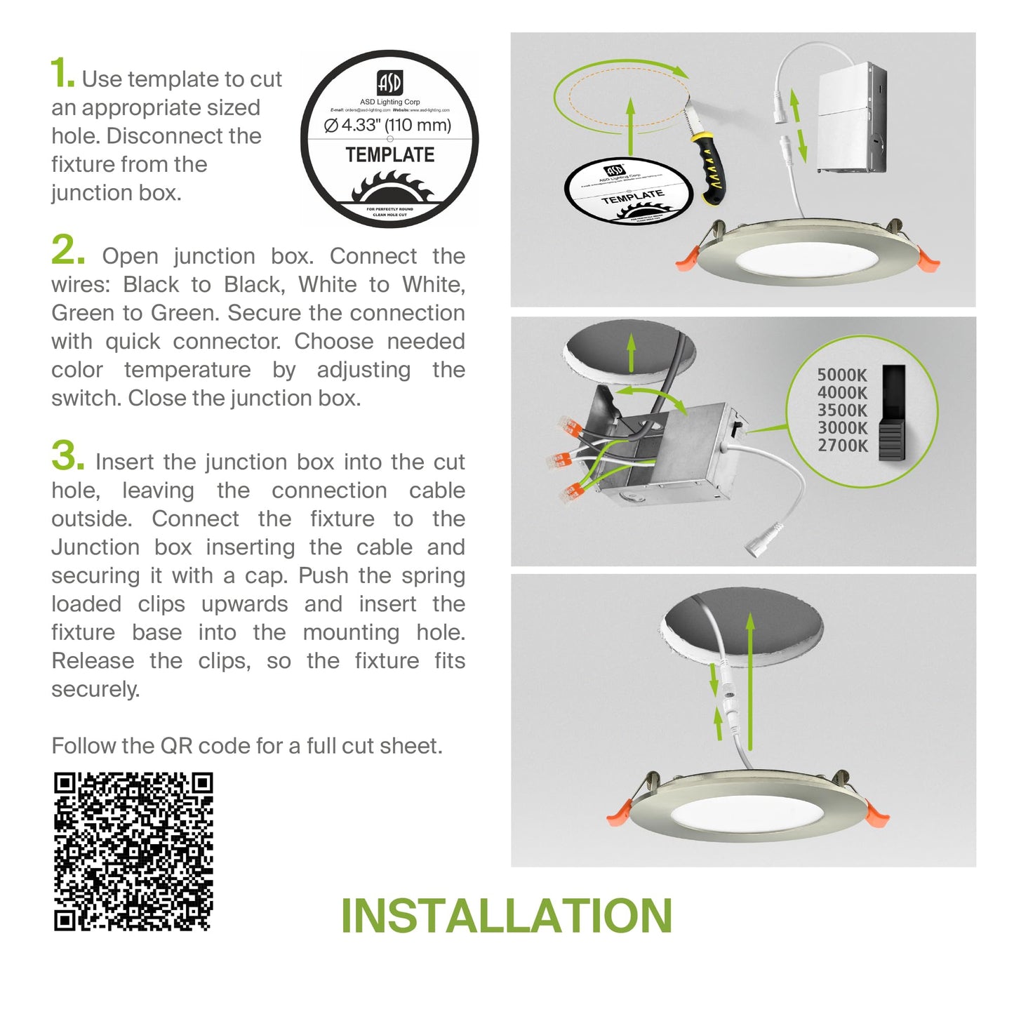 ASD 6 Pack LED Recessed Lighting 4 Inch 9W, 5 CCT 2700K-5000K CRI90+, IC Rated Ultra Thin Dimmable Ceiling Lights with J Box, Canless Wafer Downlight, Round Slim Panel Light, Energy Star ETL, Nickel