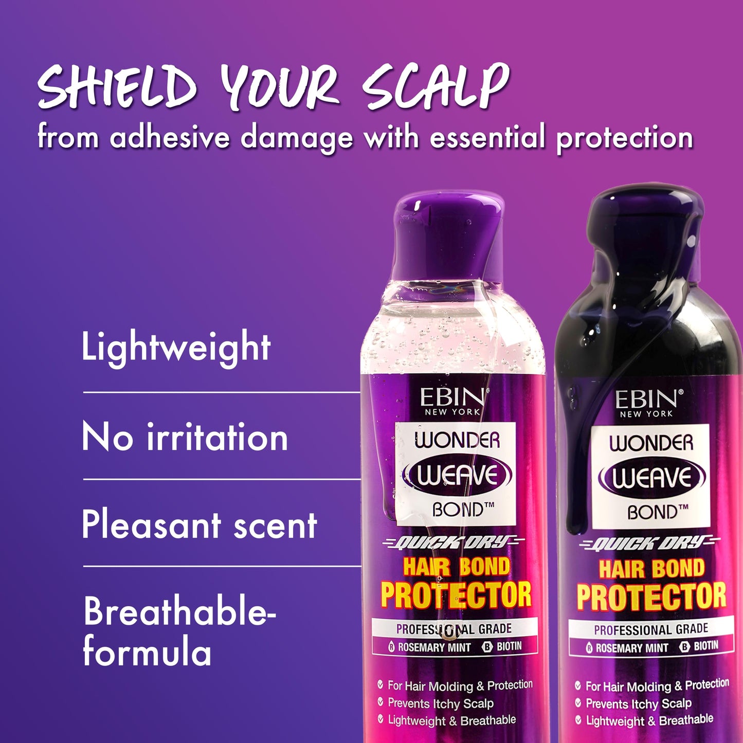 EBIN NEW YORK Wonder Weave Bond Hair Protector (Clear) 8.5 Fl Oz - Quick Dry Protective Shield for Quick Weave - Lightweight, Ro