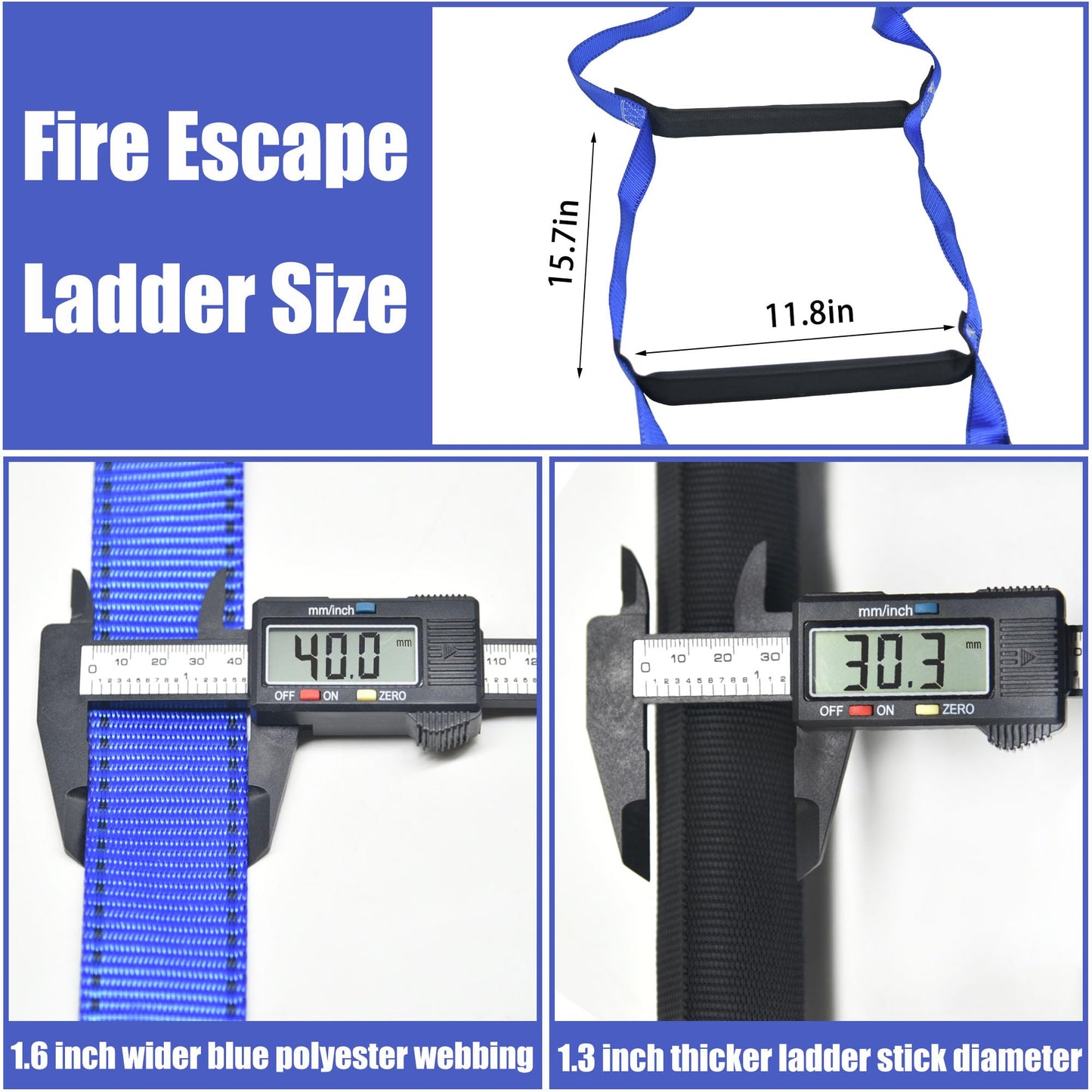 Emergency Fire Escape Ladder 16 Feet Portable Safety Rope Ladder Emergency Escape Ladders for 2-3 Story Homes for Windows, Balconies, and Sailboats, Kayaks, Etc