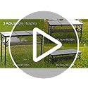 Anbte Folding Camping Table, Aluminum Small Folding Table 3 Adjustable Height Max 27.5", Portable Table with Carry Handle,...