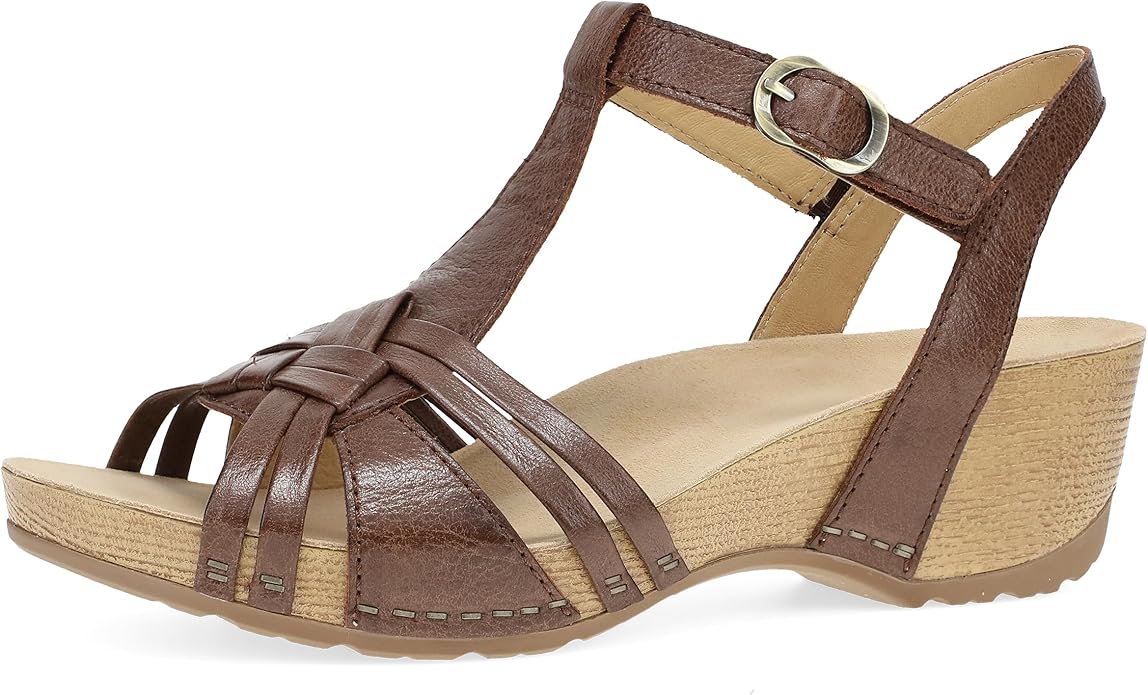 Dansko Tia Fisherman Wedge Sandal for Women - Contoured Footbed for All-Day Comfort and Support – Adjustable Hook & Loop S...