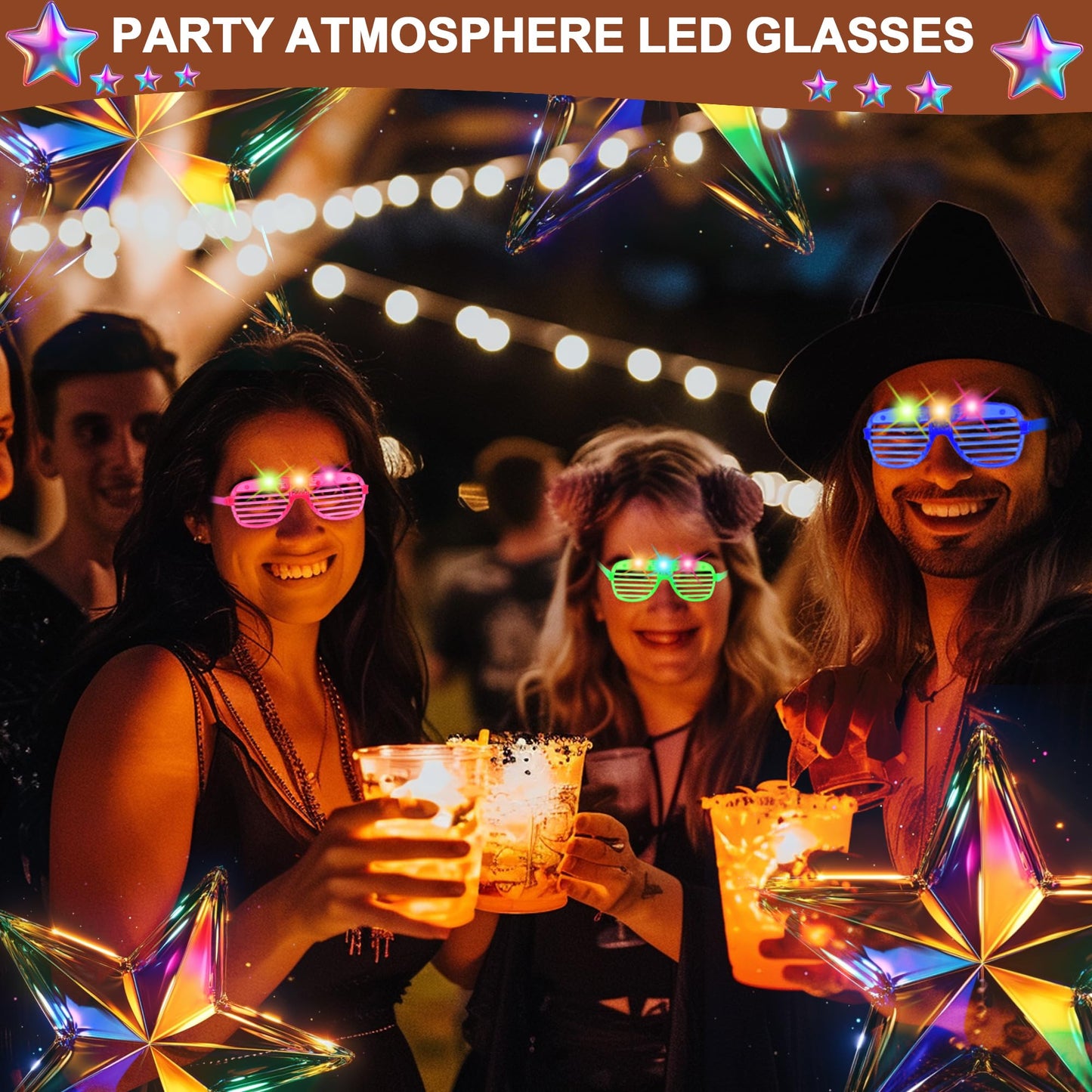 Zaaaslsm 20 Pack LED Glasses,Glow glasses,Light up glasses,Glow in the dark glasses,Party glasses Rave neon Flashing Party For Birthday Mardi Gras New Year's Eve Party Decoration,For Kids/Adults