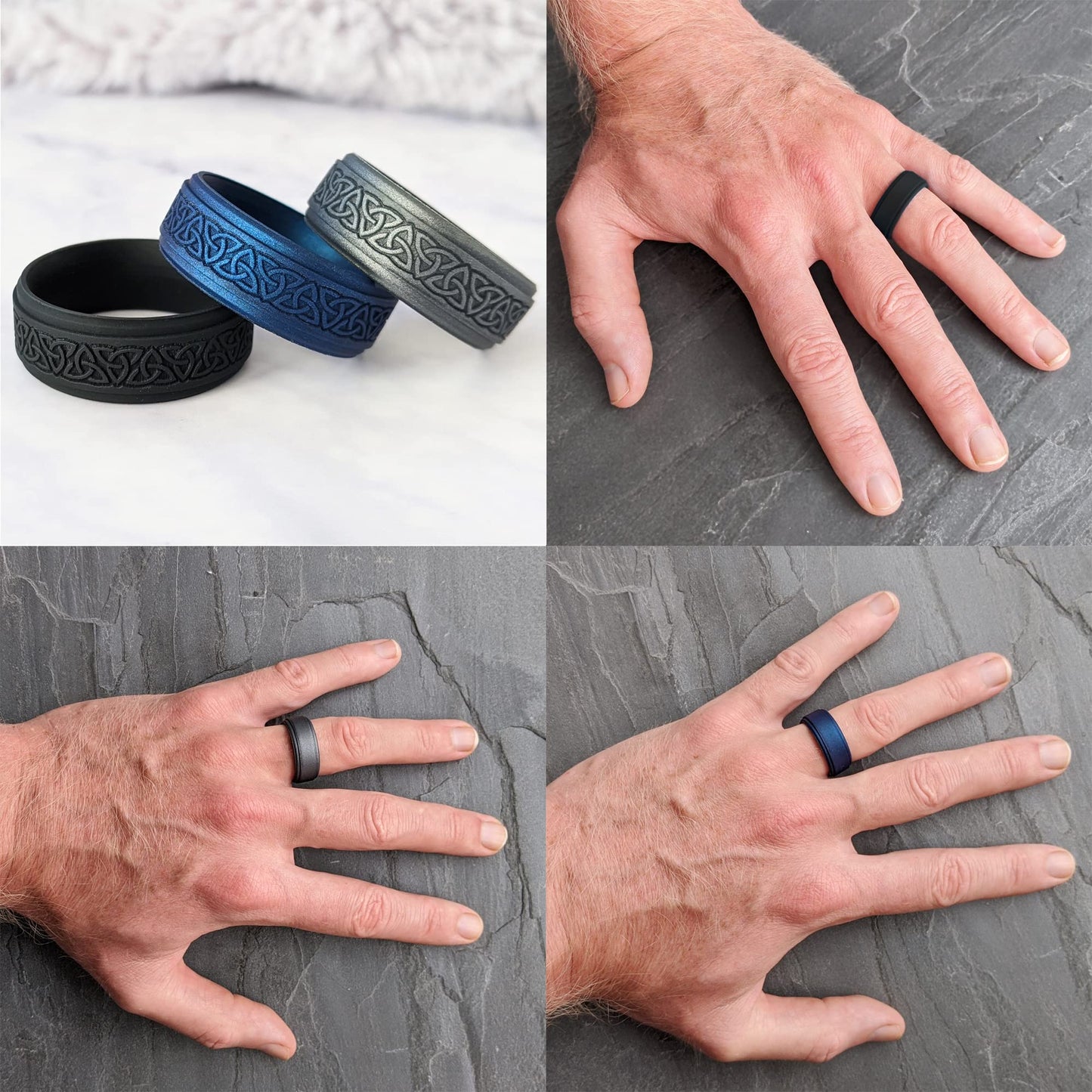 Knot Theory Trinity Silicone Ring for Men - Cosmic Purple Size 11, Breathable Comfort Fit 8mm Bandwidth