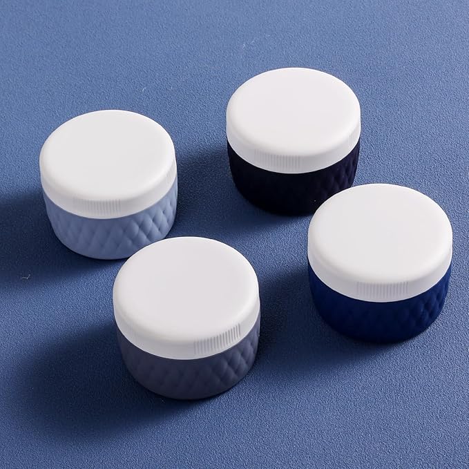 Travel Containers for Toiletries, Silicone Cream Jars BPA-Free, TSA Approved 2oz Travel Size Containers, Leak-proof Silicone Jars with Lid for Cosmetic Face Hand Body Cream (4 Pack)