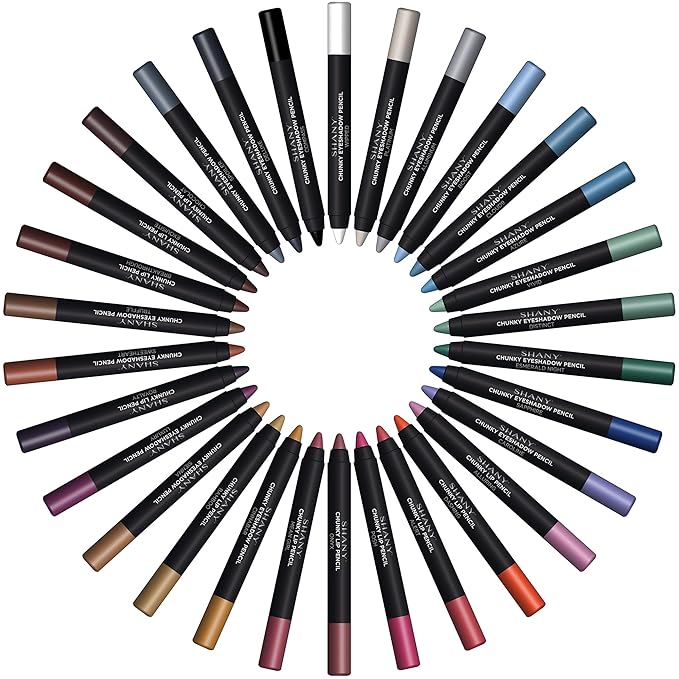 SHANY Chunky Eyeshadow Pencils Lip Liner, Eyeliner, Eye Pencils - Multi-Use Chunky Pencils for Eye Shadow, Lip Makeup, Lipstick with Vitamin E,Aloe Vera - Gift Box - Set of 30 Colors