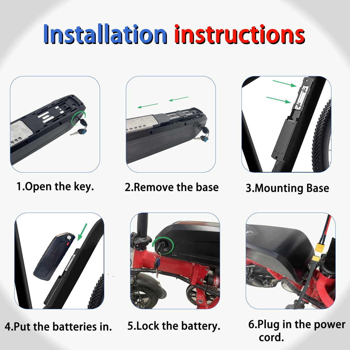 Electric Bike Battery 48V 16Ah 20Ah 10Ah Lithium Electric Bicycle Battery for100W -1200W Ebike Motor Electric Bicycle Conersion Kit Electric Bike and Front Wheel Rear Wheel Kit