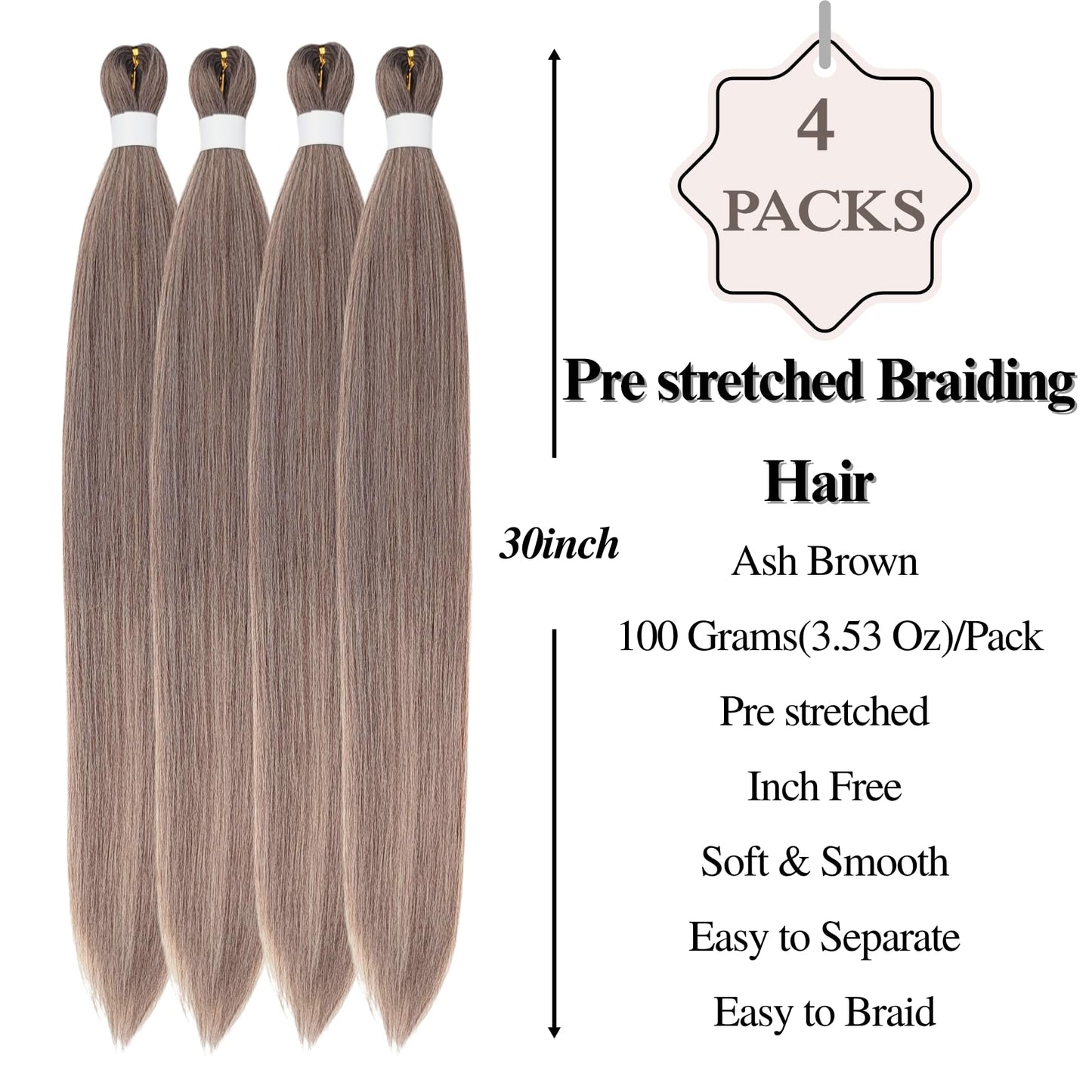 Ash Brown Boho Braiding Hair Curly Braiding Hair for Boho Braids Pre stretched Knotless Hair for Bohemian Braids(30 inch, Packs