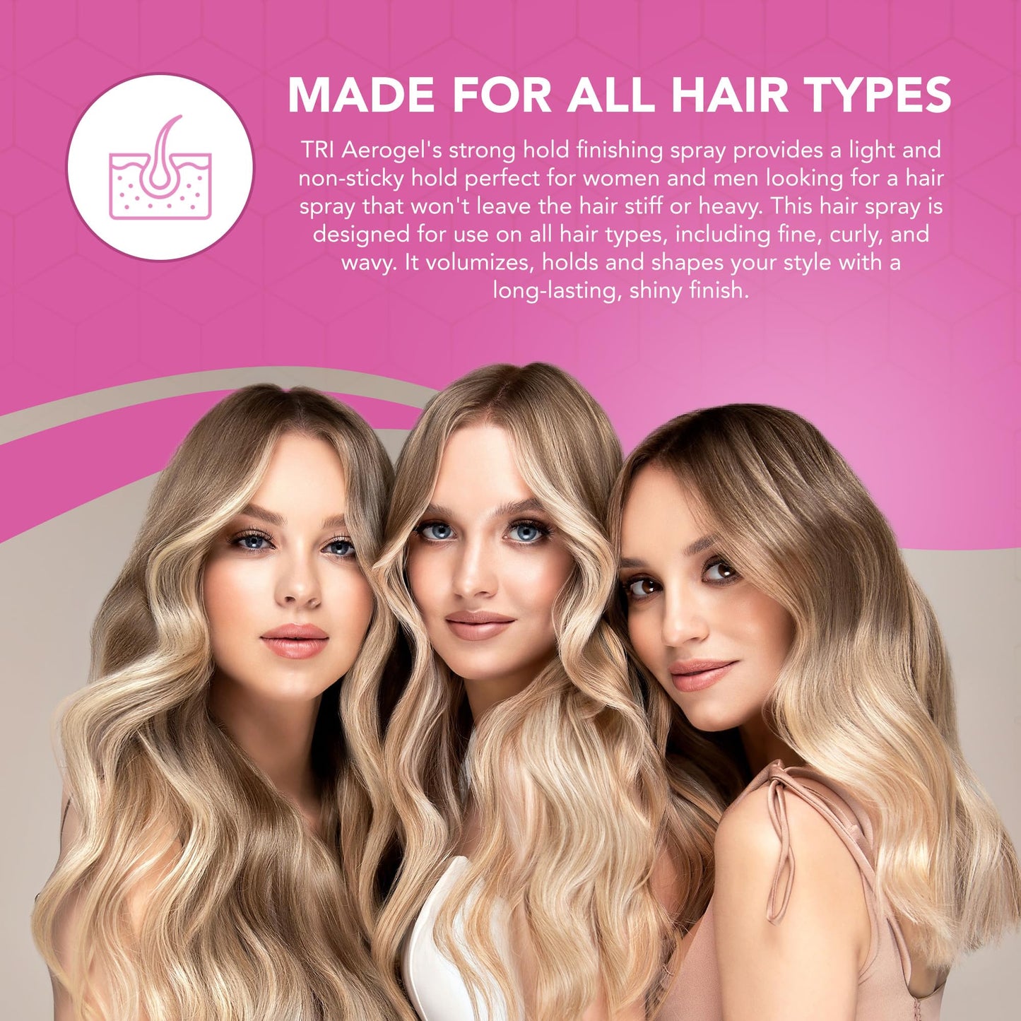 TRIDESIGN Aerogel Hairspray - Strong Hold Hair Finishing Spray for Volumizing & Control, Flexible Styling for All Hair Types, No