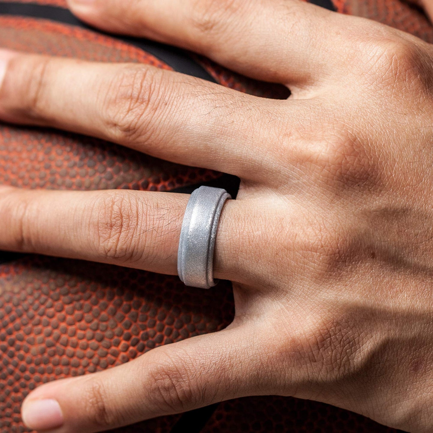 ThunderFit Silicone Wedding Ring for Men - 1 Ring (Silver, 6.5-7 (17.3mm))