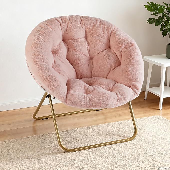 NEWBULIG Comfy Saucer Chairs Soft Lounge Cute Folding Bedroom Living Room Seat Flexible Reading Foldable Seating for Adult...