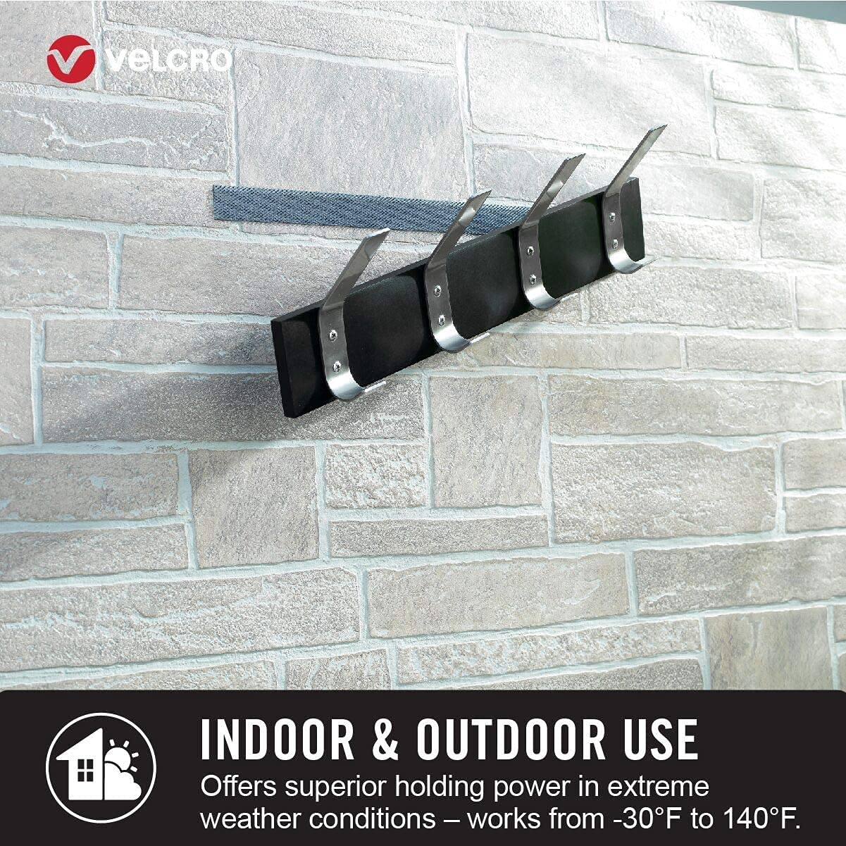VELCRO Brand Industrial Strength Fasteners | Extreme Outdoor Weather Conditions | Heavy Duty Strength Holds up to 15 lbs | 4 x 2 inch Strips, 3 Sets, Black (VEL-30758-USA)