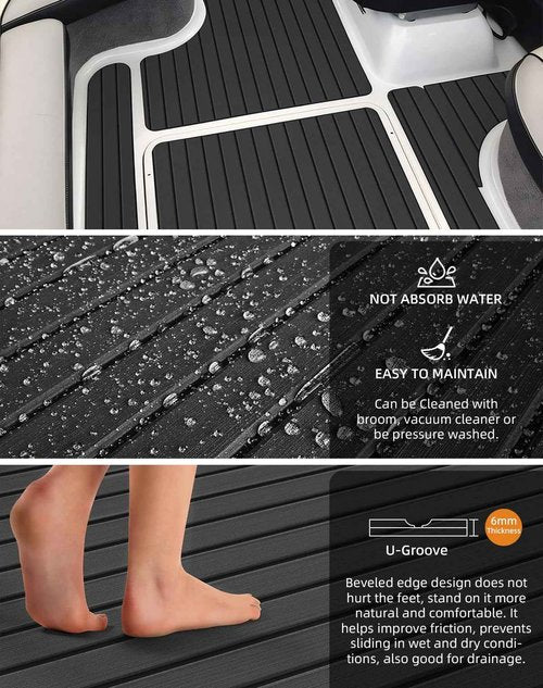 EVA Foam Boat Decking with 3M Adhesive Backing - 94.5"x31.1" Marine Carpet Faux Teak Sheet for Yacht, Fishing Boat, Kayak, Motorboat, RV Floor Helm Pad