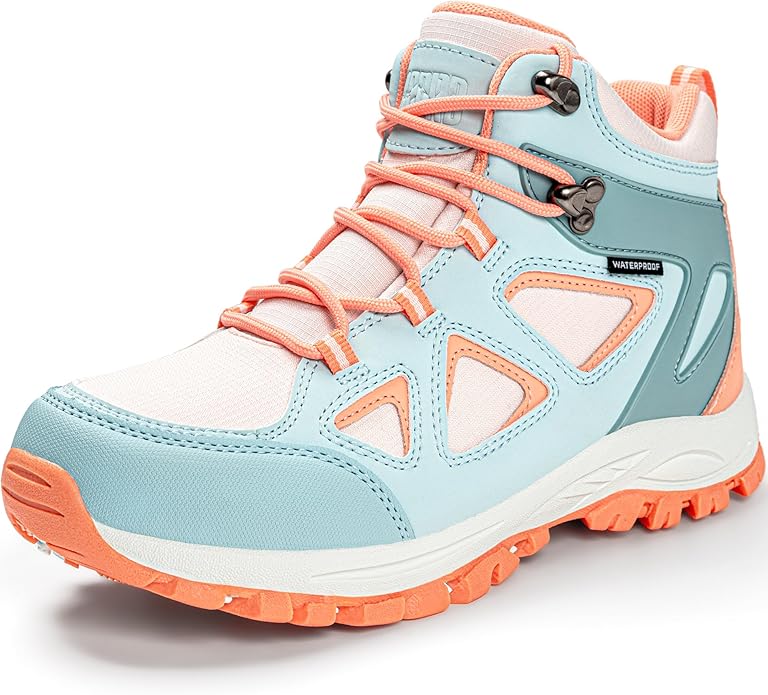 R CORD Kids Hiking Boots Waterproof Durable TPR Ankle Support Boots Breathable Trekking Shoes Non-Slip Outdoor Sneakers fo...