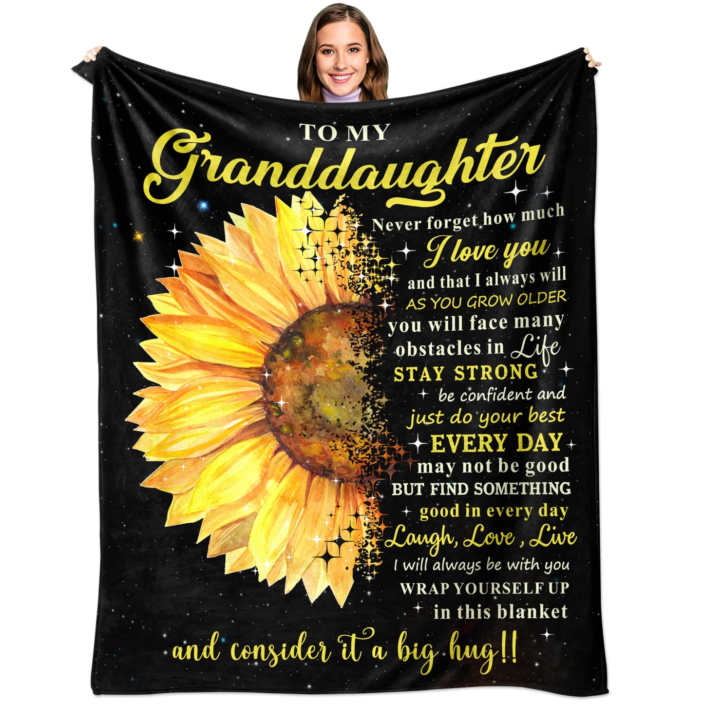 KJACGAD Granddaughter Gifts from Grandma, Birthday Gifts for Granddaughter, Granddaughter Gifts, Granddaughter Gifts from Grandparents Throw Blankets 60" x 50"