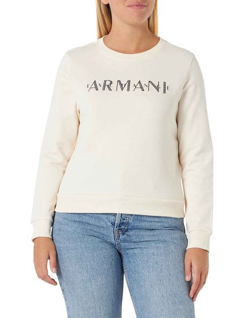 Armani Exchange Women's French Terry Studded Logo Pullover Sweatshirt, Iso, Large
