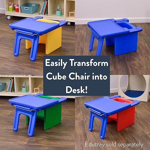 Children's Factory 3-in-1 Cube Chair for Kids, Flexible Seating Classroom Furniture, 1-Pack, Green