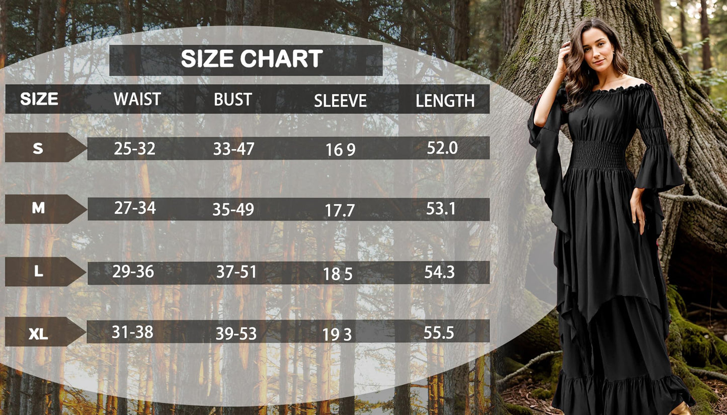 GOLDSTITCH Women's Victorian Dress Renaissance Medieval Costume Gothic Witch Dress Black for Women