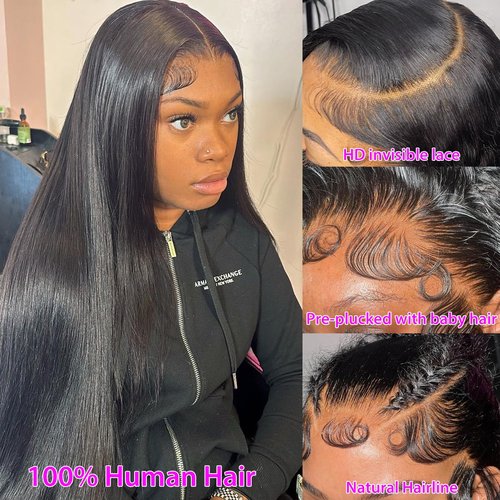 Profairsor 24 Inch Lace Front Wigs Human Hair Straight 13x6 Frontal Human Hair Lace Front Wigs Pre Plucked Glueless HD Transparent Lace Front Wigs 13x6 Wigs for Black Women Straight Wigs