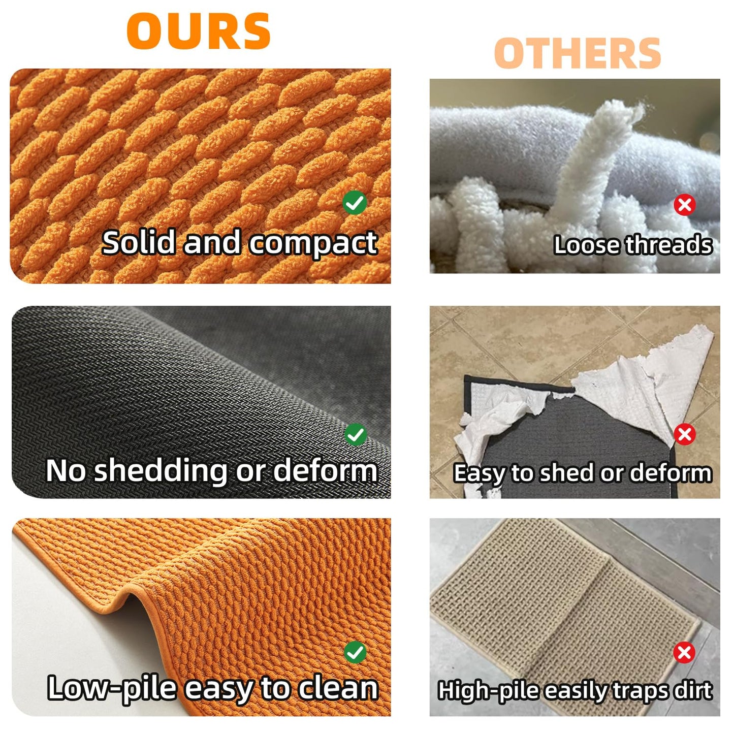 Bathroom Rugs Non Slip Washable, Super Absorbent Thin Bath Mat Small Quick Dry Low Pile Bathroom Rug, Orange 16"x24"