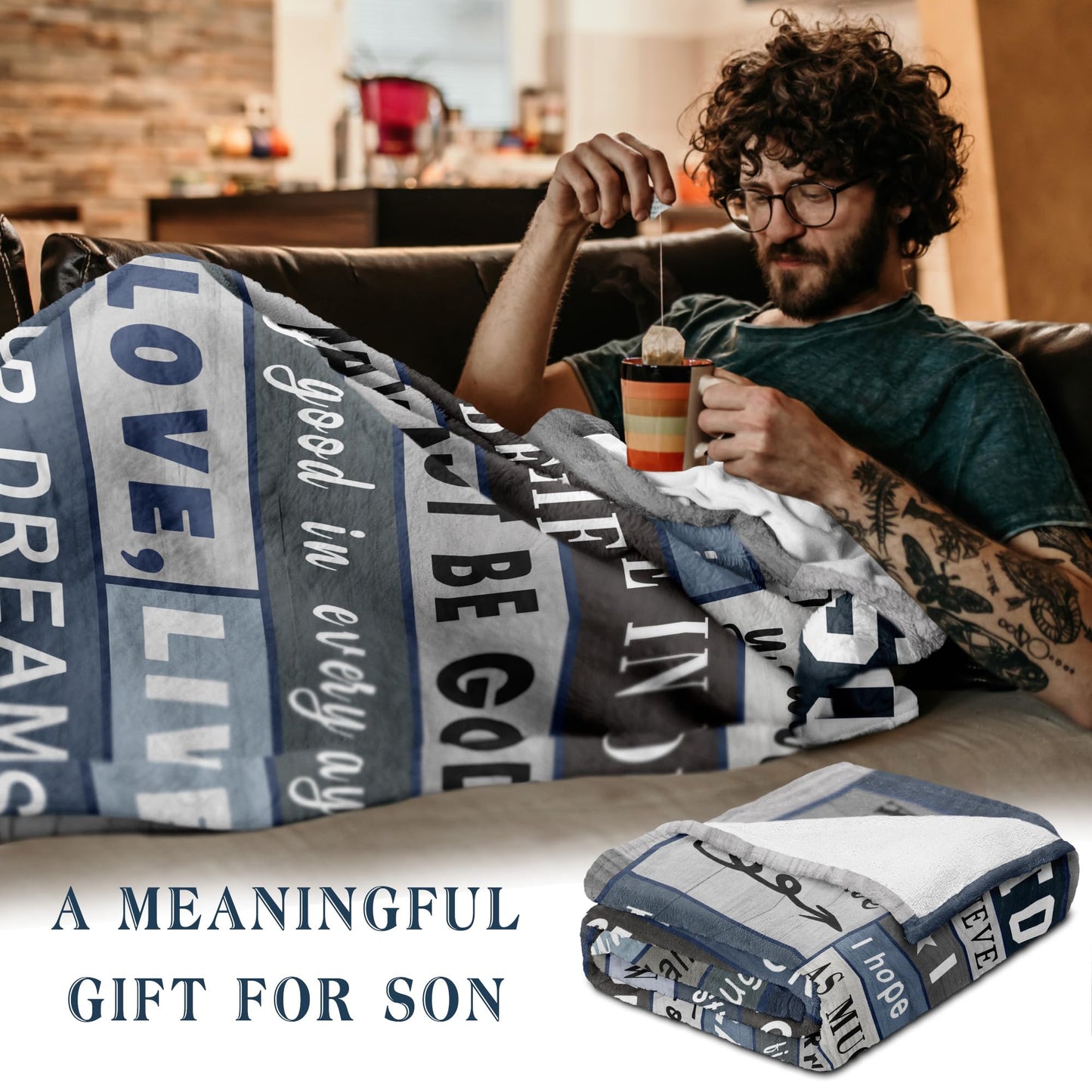 Spwasplo Gifts for Son Fathers Day Blanket from Mom Dad - Son Christmas Birthday Gift Adult - Ultra Soft Plush Throw Present Ideas for Bedding Sofa - 60"x50"