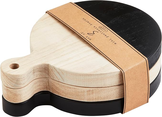 Mud Pie Circle Paulownia Board Set 8 1/4" x 6 1/4" dia