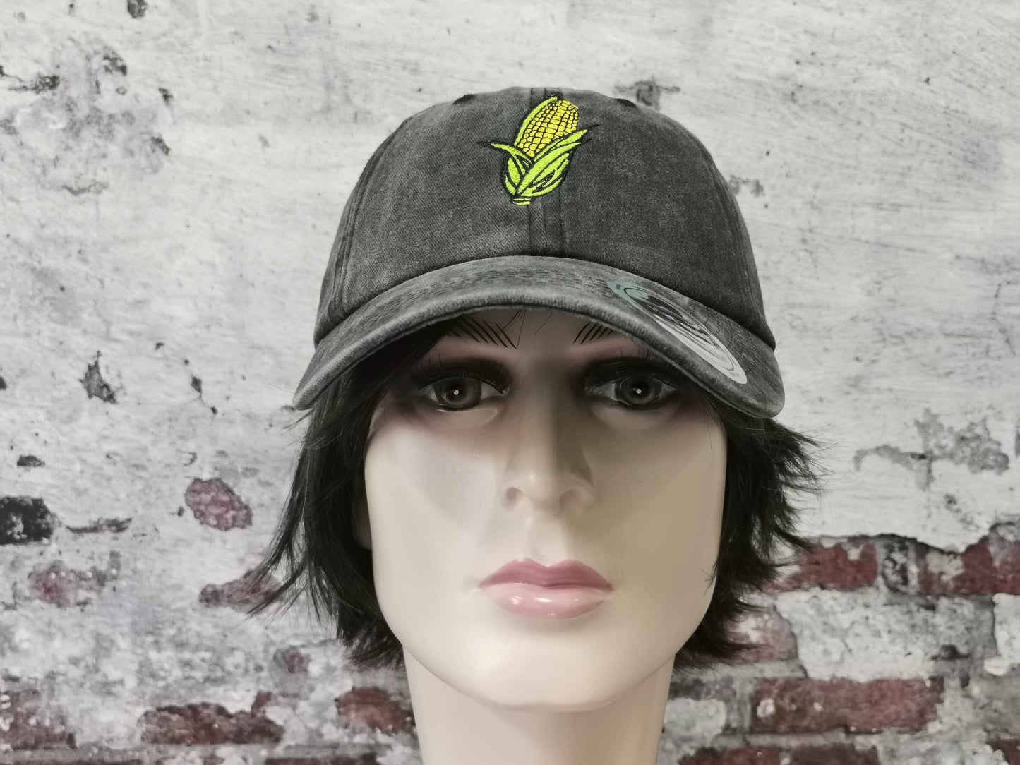 Hepandy Corn Hat Gifts, Embroidered Baseball Cap for Women Men, Embroidery Washed Black Outdoor Adjustable Hat, Cotton Snapback Dad Hat