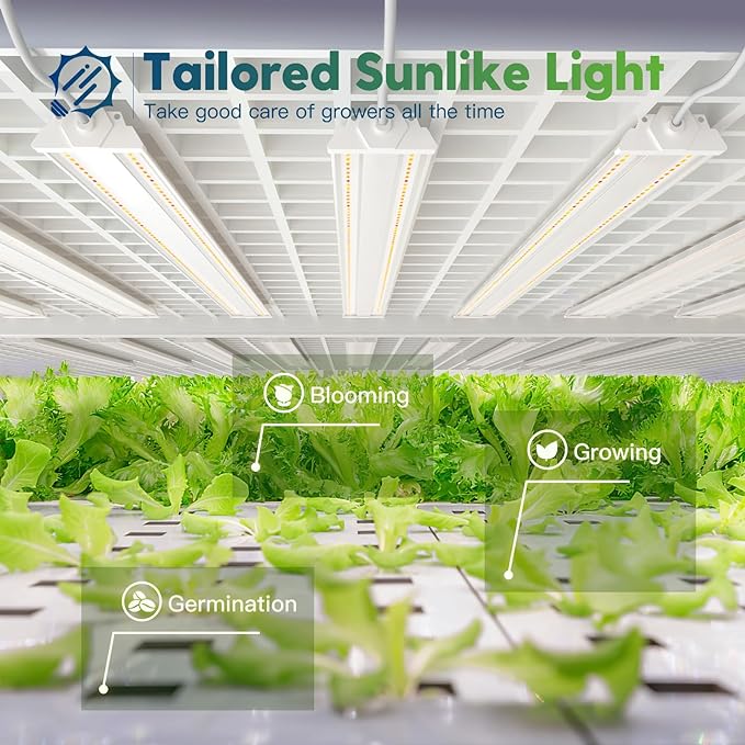 FREELICHT 1 Pack 4ft LED Grow Light, 60W (350W Equivalent), Sunlike Full Spectrum Integrated Plant Light for Hydroponic Indoor Plant Seedling Veg and Flower, Plug in with On/Off Switch