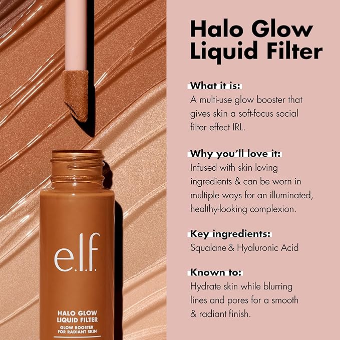 e.l.f. Halo Glow Liquid Filter, Complexion Booster For A Glowing, Soft-Focus Look, Infused With Hyaluronic Acid, Vegan & Cruelty-Free, 00 Fair