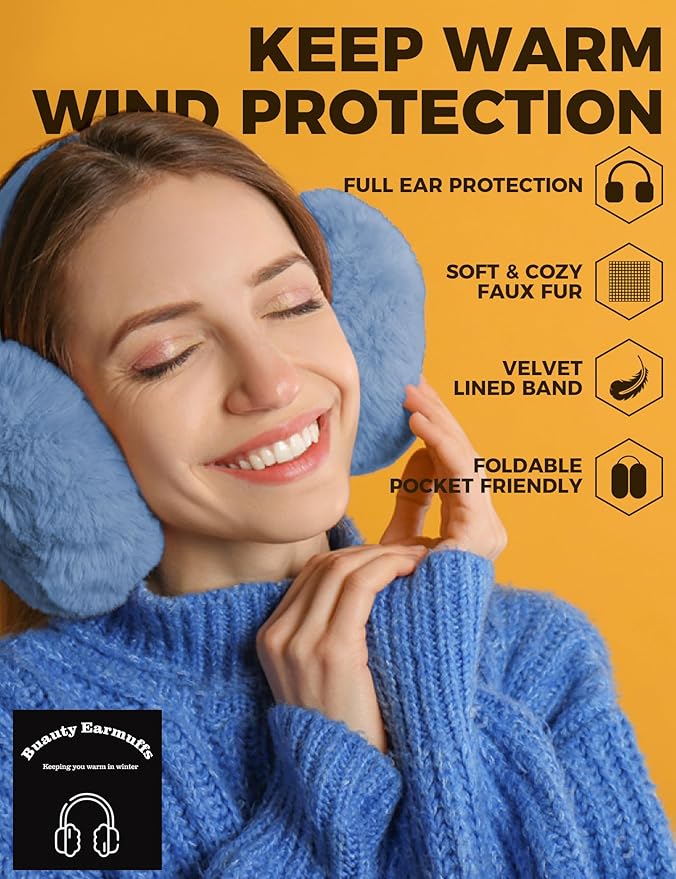 Buauty Ear Muffs Winter Women Men Soft Earmuffs Cute Ear Covers Cold Weather Fluffy Ear Warmers Headband Winter Accessories