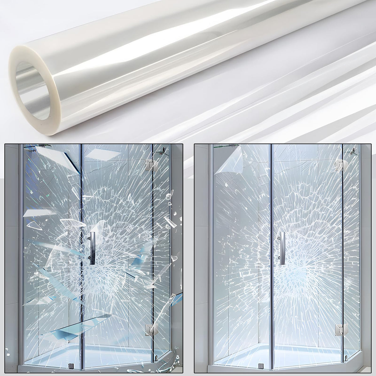 4Mil Security Window Film, Shatterproof Film, Transparent Self-Adhesive Security Window Film, Anti Shatter Tempered Glass Film, Glass Protective Window Film for Home/Office