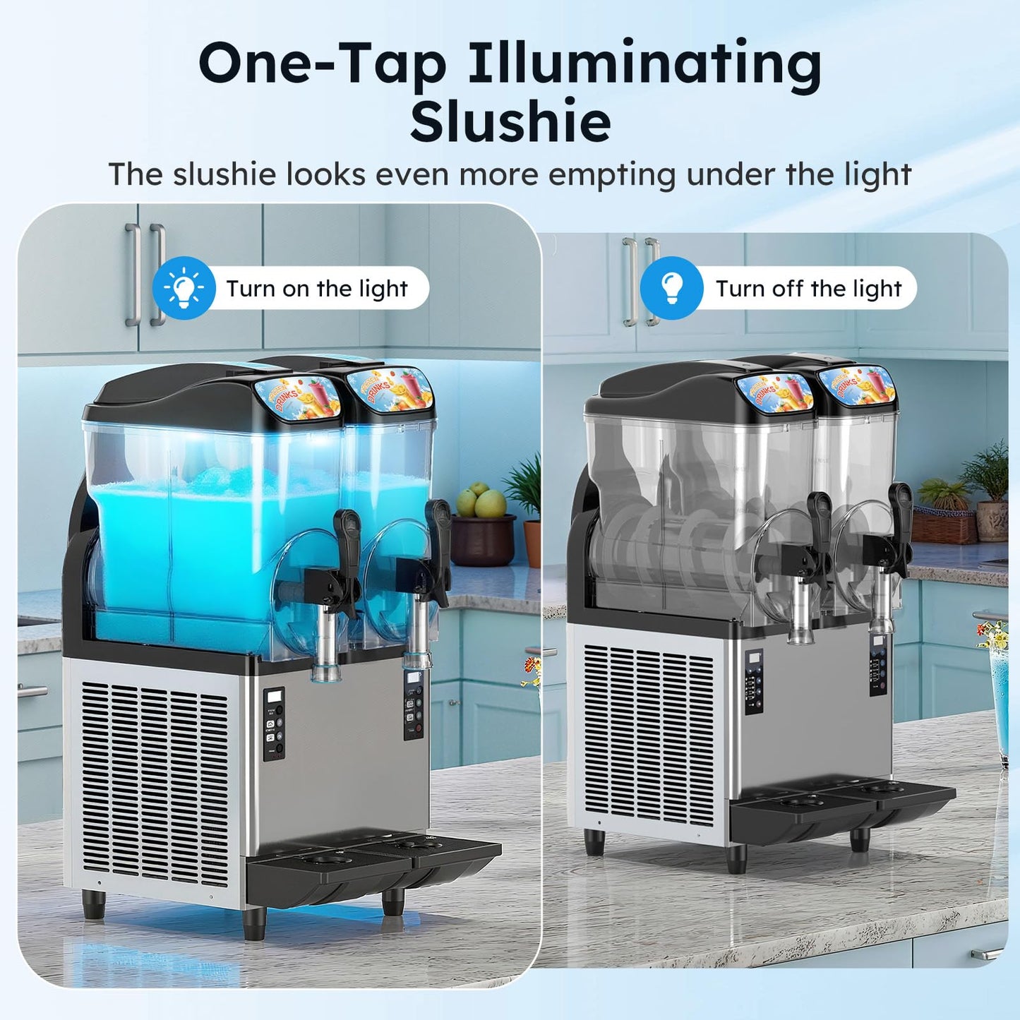 30L 110V Commercial Slushy Machine-5 Modes, Commercial Slushie Machine with LED Light, Stainless Steel Margarita Slushie Maker, 5 Presets for Margaritas, Cocktails, Frappés, Smoothies, Milkshakes