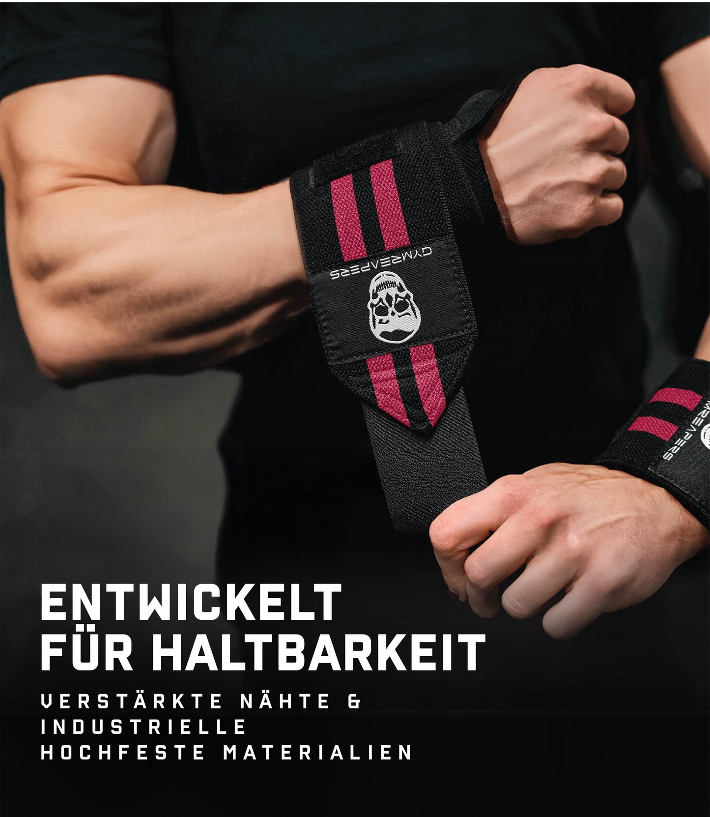 Gymreapers Weightlifting Wrist Wraps (Competition Grade) 18" Professional Quality Wrist Support with Heavy Duty Thumb Loop - Best Wrap for Powerlifting, Strength Training, Bodybuilding(Pink,18")