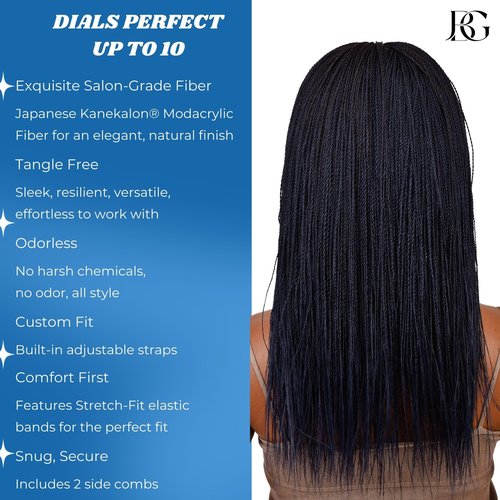 JBG SERVICES Twisted Wigs, 18-Inch Micro Million Twist Braided Wig - Light, Soft Braid Wigs for Black Women with Glueless Front Lace Closure - No Tangle Synthetic Braid- Darkest Brown Color 2