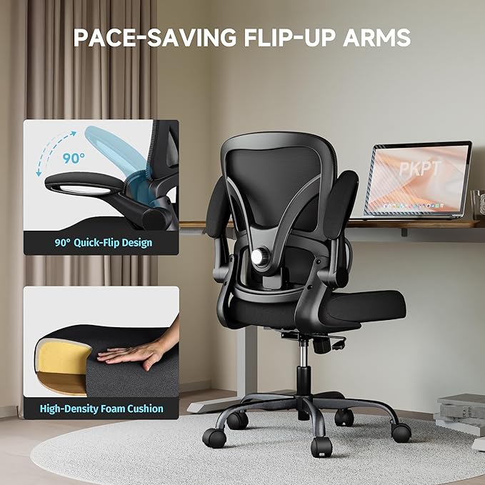 PKPT Mesh Office Chair, 330LBS Ergonomic Desk Chair with Adjustable Lumbar Support, Executive Computer Chairs for Home Office, Black