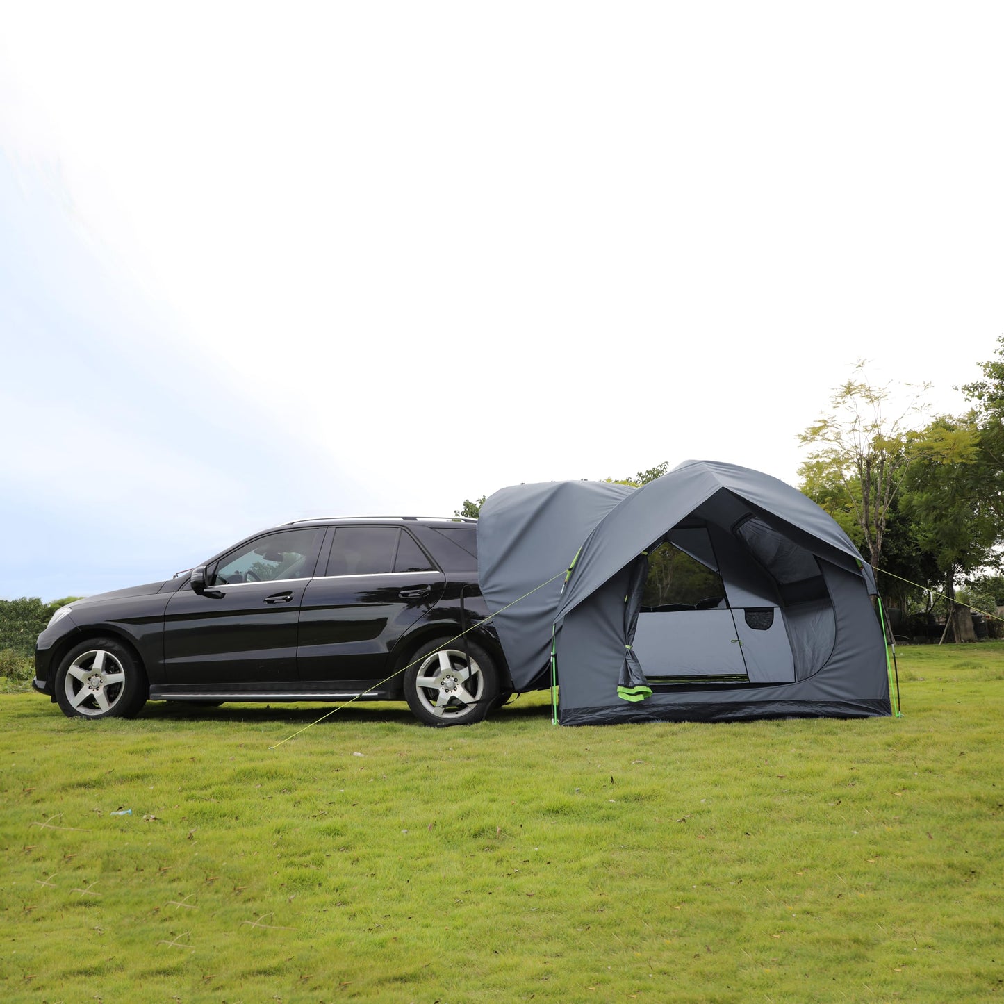 HREFUEU SUV Tailgate Tent for Camping with Rainfly, 3-6 Person Outdoor car Tent, 8'x8'x7.1'(H), Waterproof 3000MM UPF 50+, Easy Set Up, Portable Storage Bag, Any Size SUV/MPV/CUV/Jeep