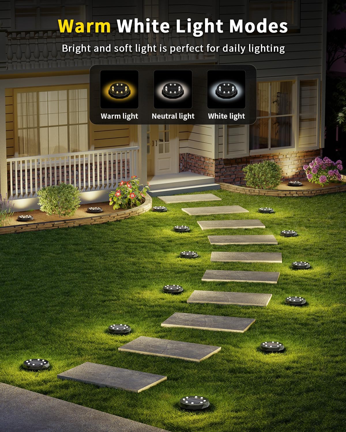 Solar Ground Lights with Remote Control 50ft,IP67 Waterproof Solar Garden 15 Multi Color Lights,RGBYW Solar Powered Outdoor Landscape Lighting for Pathway,Yard,Deck,Lawn,Patio,Walkway,Poolside,8 Pack