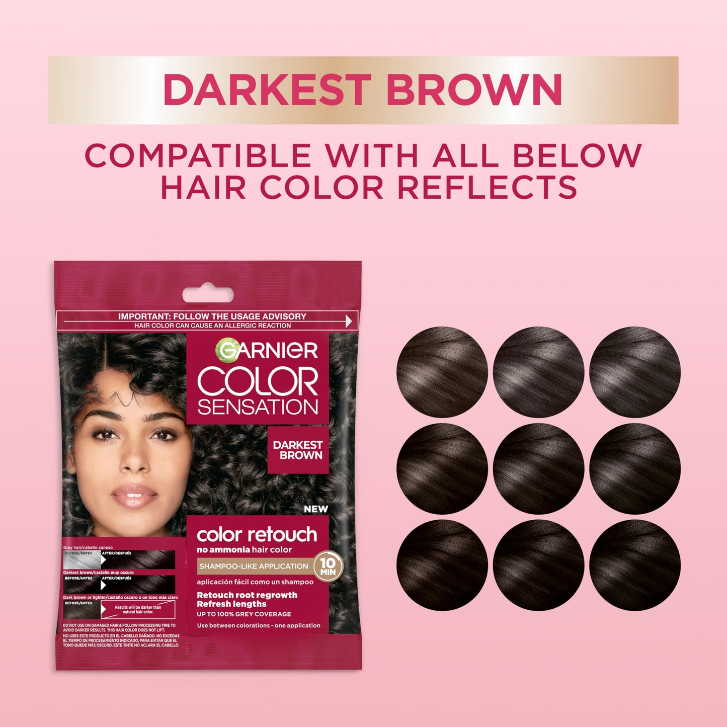 Garnier Color Sensation Color Retouch, Demi Permanent Hair Dye for Roots with 100% Gray Coverage, Darkest Brown Hair Dye 4.0, Pa
